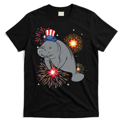 4th Of July Manatee Marine Biologist Patriotic Fireworks T-Shirt