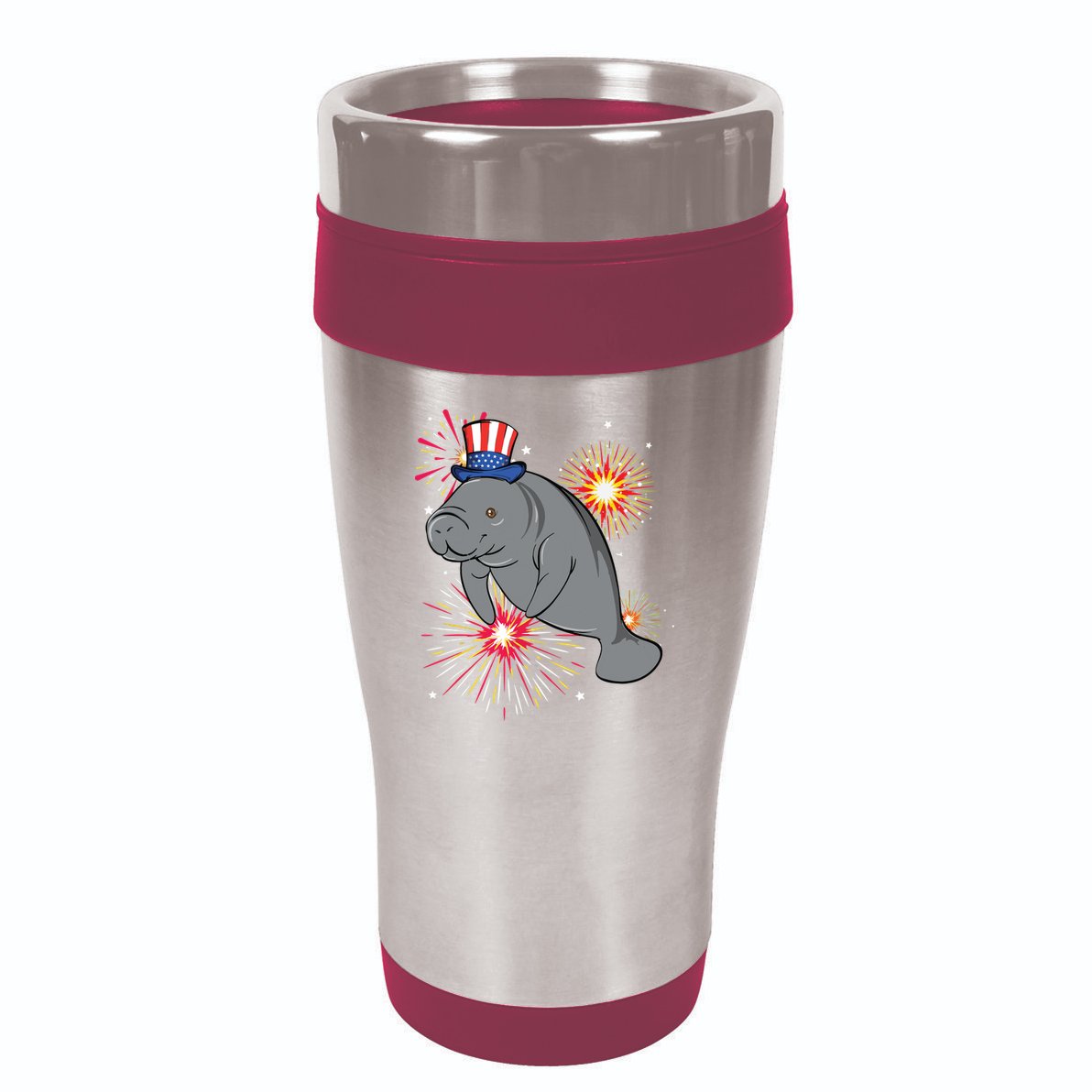 4th Of July Manatee Marine Biologist Patriotic Fireworks 16oz Travel Tumbler