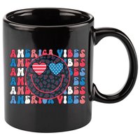 4th Of July America Vibes Happy Smile Patriotic Meaningful Gift 11oz C Handle Ceramic Mug
