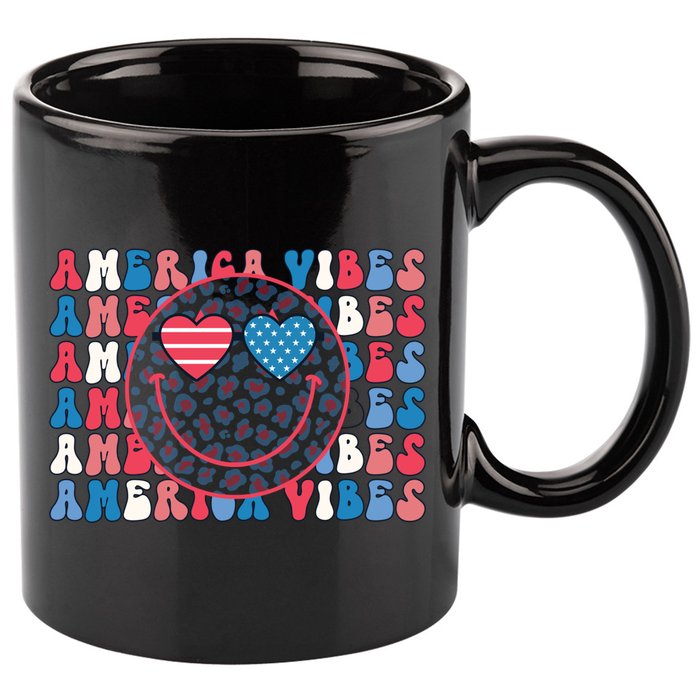 4th Of July America Vibes Happy Smile Patriotic Meaningful Gift 11oz C Handle Ceramic Mug