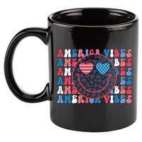4th Of July America Vibes Happy Smile Patriotic Meaningful Gift 11oz C Handle Ceramic Mug