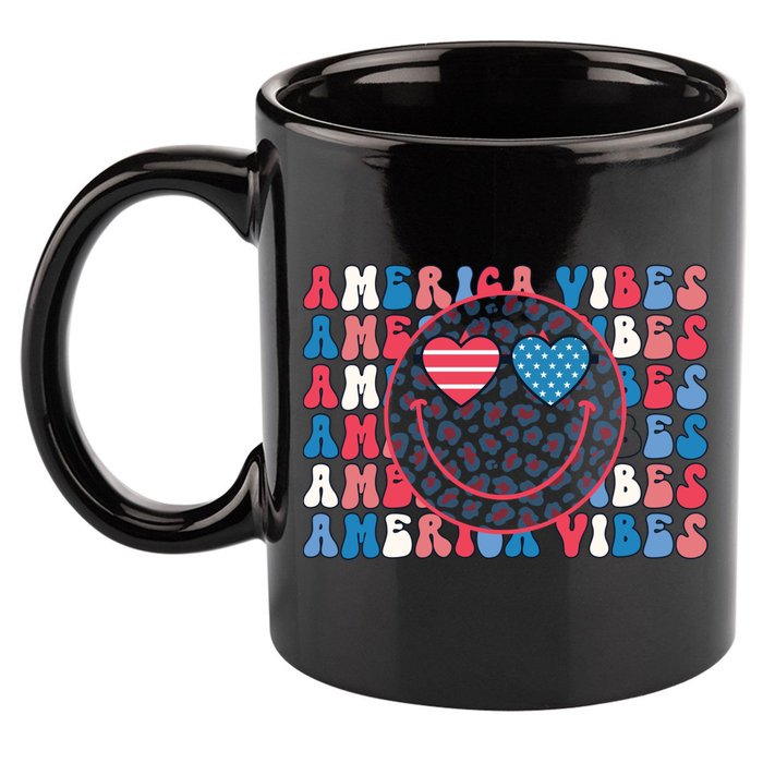 4th Of July America Vibes Happy Smile Patriotic Meaningful Gift 11oz C Handle Ceramic Mug