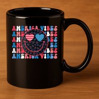 4th Of July America Vibes Happy Smile Patriotic Meaningful Gift 11oz C Handle Ceramic Mug