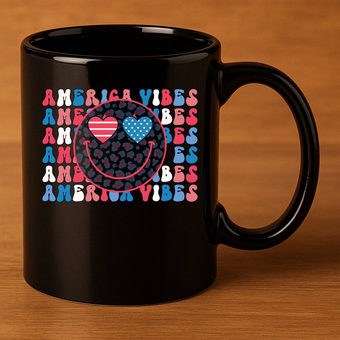 4th Of July America Vibes Happy Smile Patriotic Meaningful Gift 11oz C Handle Ceramic Mug