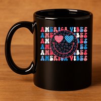 4th Of July America Vibes Happy Smile Patriotic Meaningful Gift 11oz C Handle Ceramic Mug