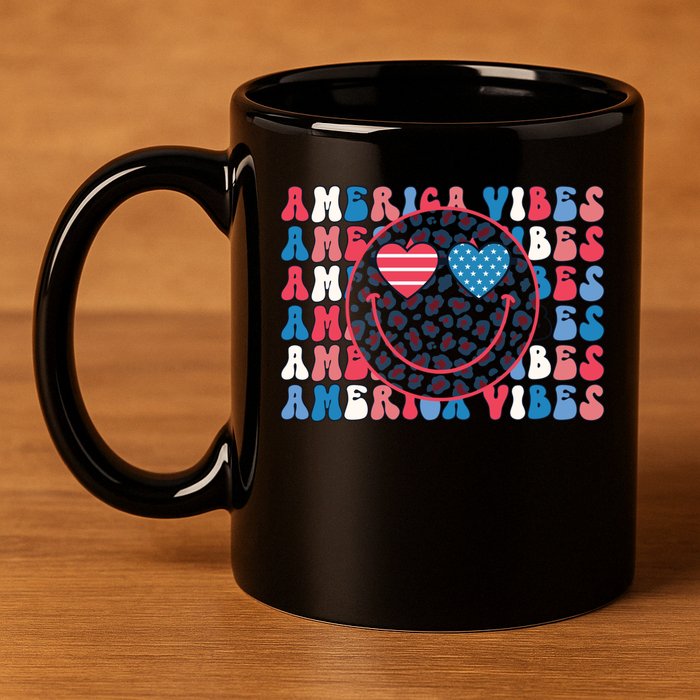 4th Of July America Vibes Happy Smile Patriotic Meaningful Gift 11oz C Handle Ceramic Mug