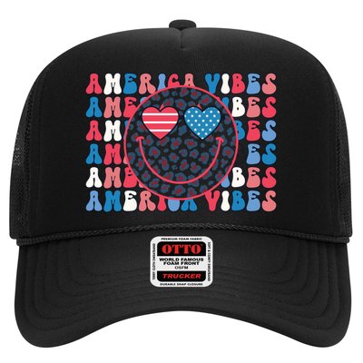 4th Of July America Vibes Happy Smile Patriotic Meaningful Gift Trucker Hat