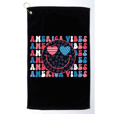 4th Of July America Vibes Happy Smile Patriotic Meaningful Gift Golf Towel