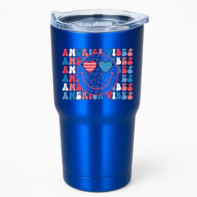 4th Of July America Vibes Happy Smile Patriotic Meaningful Gift Tumbler