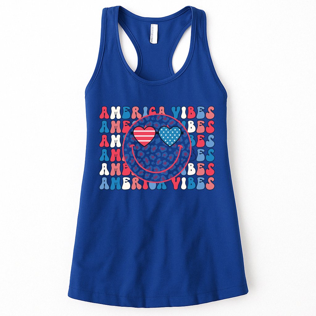 4th Of July America Vibes Happy Smile Patriotic Meaningful Gift Womens Tank Top