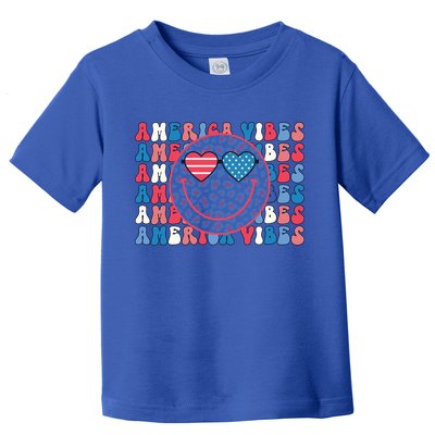 4th Of July America Vibes Happy Smile Patriotic Meaningful Gift Toddler T-Shirt