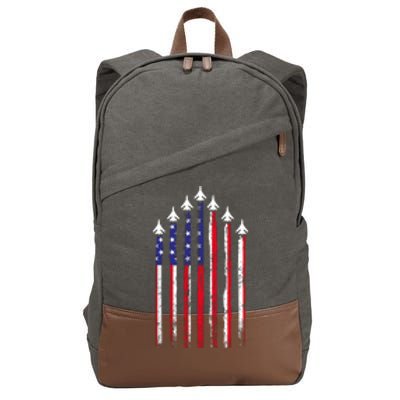 4th Of July Air Veteran Patriotic Fighter Jets Cotton Canvas Backpack