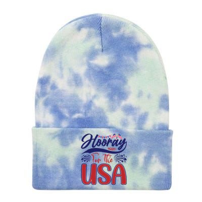 4th Of July Hooray For The Usa Patriotic Gift Tie Dye 12in Knit Beanie