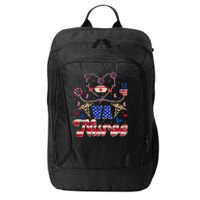 4th of July Va Nurse American Flag Sunflower Stethoscope City Backpack