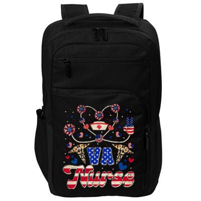 4th of July Va Nurse American Flag Sunflower Stethoscope Impact Tech Backpack