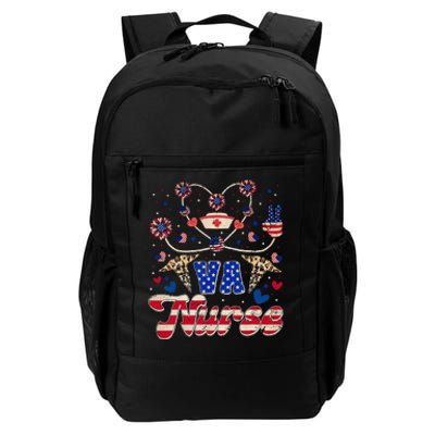 4th of July Va Nurse American Flag Sunflower Stethoscope Daily Commute Backpack