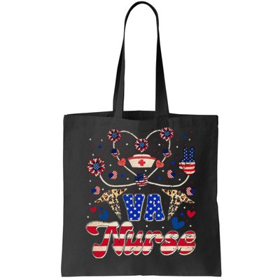 4th of July Va Nurse American Flag Sunflower Stethoscope Tote Bag