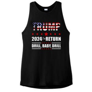 4th Of July Trump 2024 Drill Baby Drill Us Flag Republican Ladies PosiCharge Tri-Blend Wicking Tank