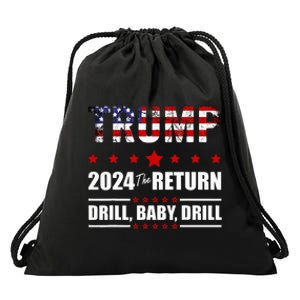 4th Of July Trump 2024 Drill Baby Drill Us Flag Republican Drawstring Bag