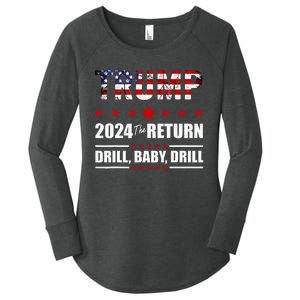 4th Of July Trump 2024 Drill Baby Drill Us Flag Republican Women's Perfect Tri Tunic Long Sleeve Shirt