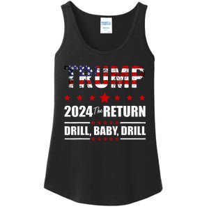 4th Of July Trump 2024 Drill Baby Drill Us Flag Republican Ladies Essential Tank