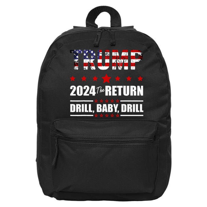 4th Of July Trump 2024 Drill Baby Drill Us Flag Republican 16 in Basic Backpack