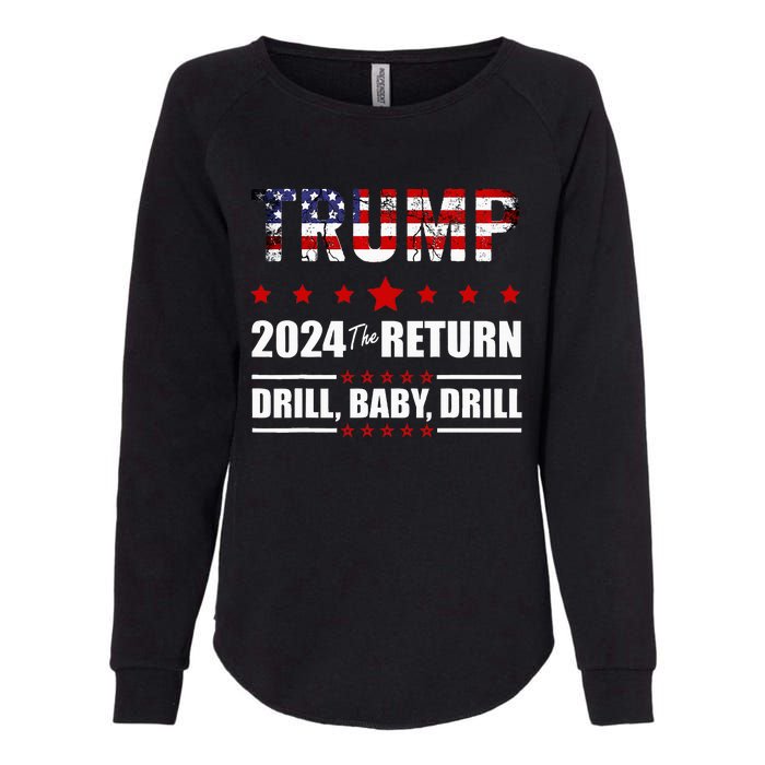 4th Of July Trump 2024 Drill Baby Drill Us Flag Republican Womens California Wash Sweatshirt