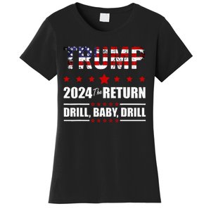 4th Of July Trump 2024 Drill Baby Drill Us Flag Republican Women's T-Shirt