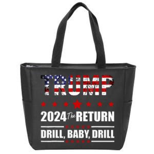 4th Of July Trump 2024 Drill Baby Drill Us Flag Republican Zip Tote Bag