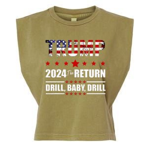 4th Of July Trump 2024 Drill Baby Drill Us Flag Republican Garment-Dyed Women's Muscle Tee