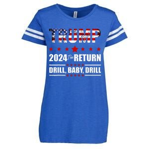 4th Of July Trump 2024 Drill Baby Drill Us Flag Republican Enza Ladies Jersey Football T-Shirt