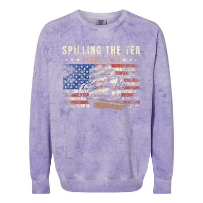 4th Of July Spilling The Tea Since 1773 Colorblast Crewneck Sweatshirt