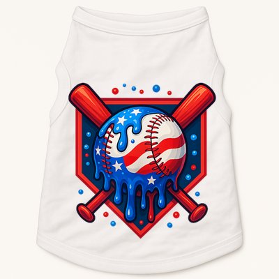 4th Of July Baseball  - USA Flag Ice Cream Drip  - Patriotic Summer Gift Doggie Tank