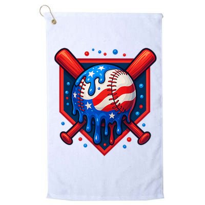 4th Of July Baseball  - USA Flag Ice Cream Drip  - Patriotic Summer Gift Golf Towel
