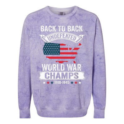 4th Of July Back To Back Undefeated World War Champs Colorblast Crewneck Sweatshirt