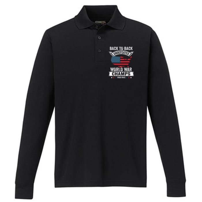 4th Of July Back To Back Undefeated World War Champs Performance Long Sleeve Polo