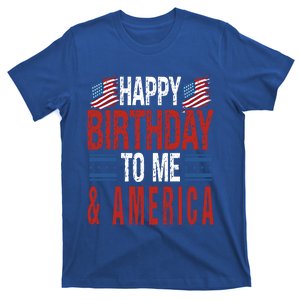 4th Of July Birthday Happy Birthday To Me And America Us Flag Gift T-Shirt