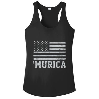4th Of July Bald Flag Mullet Murica Usa Usa Merica Ladies PosiCharge Competitor Racerback Tank