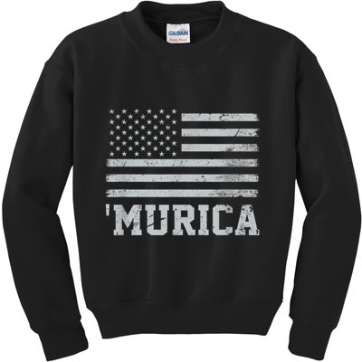 4th Of July Bald Flag Mullet Murica Usa Usa Merica Kids Sweatshirt