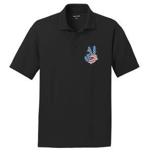 4Th Of July Peace Sign Hand American Flag Patriotic Usa Cute Gift PosiCharge RacerMesh Polo