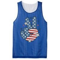 4Th Of July Peace Sign Hand American Flag Patriotic Usa Cute Gift Mesh Reversible Basketball Jersey Tank