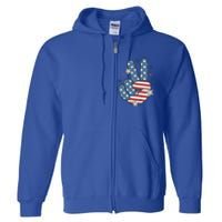 4Th Of July Peace Sign Hand American Flag Patriotic Usa Cute Gift Full Zip Hoodie