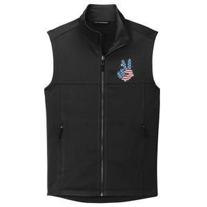 4Th Of July Peace Sign Hand American Flag Patriotic Usa Cute Gift Collective Smooth Fleece Vest