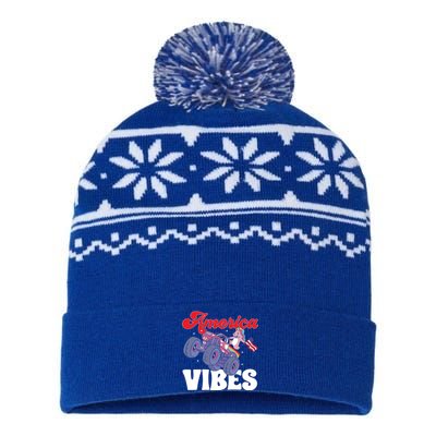 4th Of July America Vibes Gift USA-Made Snowflake Beanie