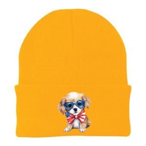 4th Of July Cute Dog Lover Knit Cap Winter Beanie