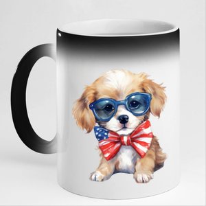 4th Of July Cute Dog Lover 11oz Black Color Changing Mug