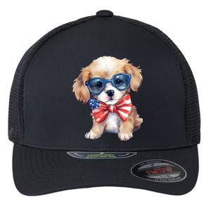 4th Of July Cute Dog Lover Flexfit Unipanel Trucker Cap