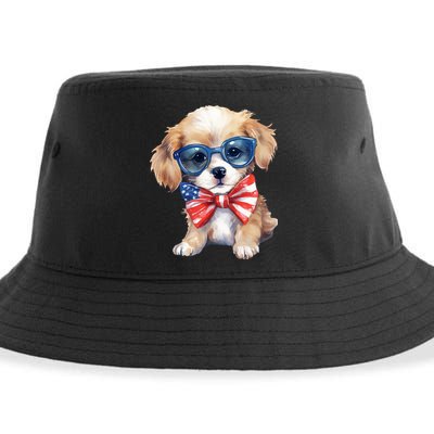 4th Of July Cute Dog Lover Sustainable Bucket Hat