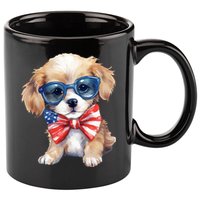 4th Of July Cute Dog Lover 11oz C Handle Ceramic Mug