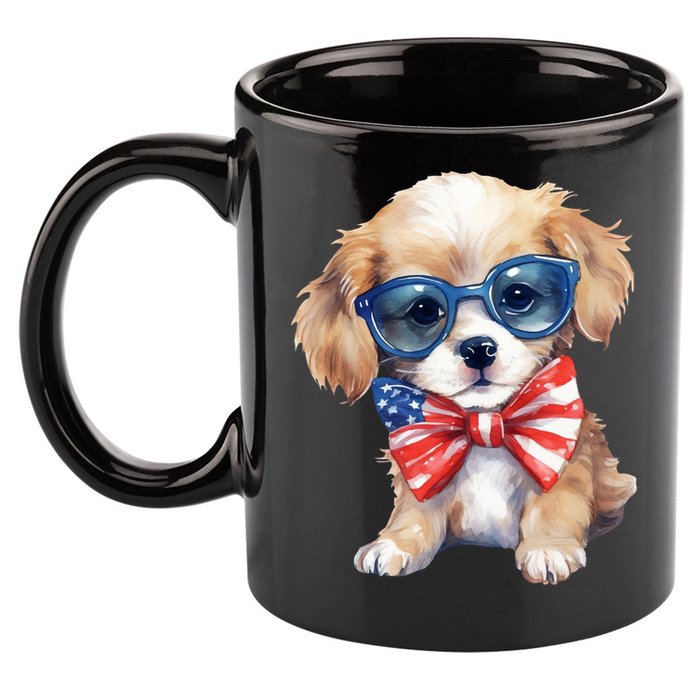 4th Of July Cute Dog Lover 11oz C Handle Ceramic Mug